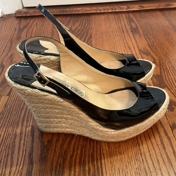 Jimmy Choo Black Patent Leather Espadrilles - Picture 4 of 7